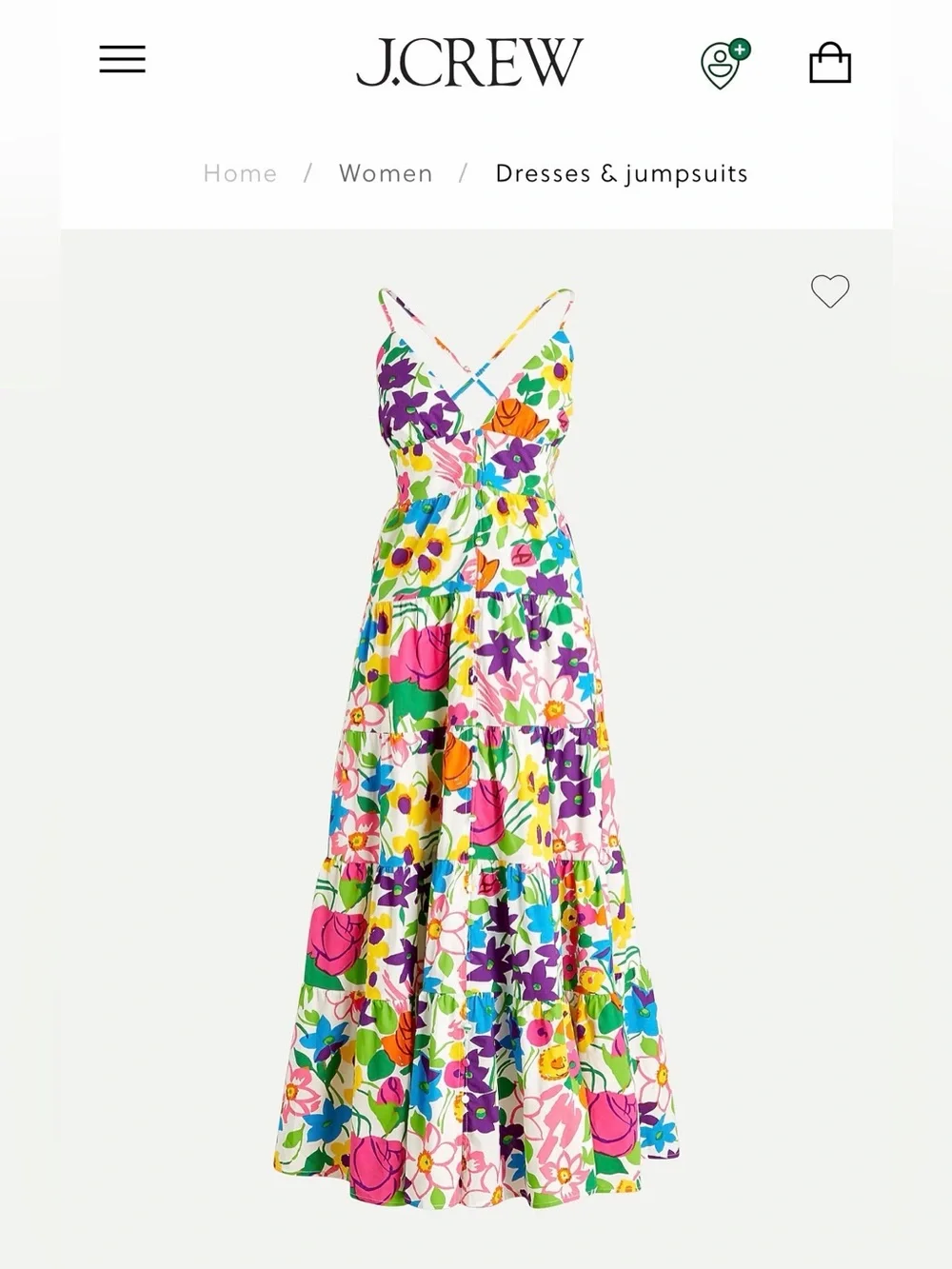 EUC J. Crew Vibrant Garden Cotton Poplin Tiered Maxi Dress Multicolor Size Large